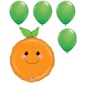 Loonballoon Food Balloons, 26 inch PRODUCE PALS - ORANGE, 4 green latex set LOON-LAB-35523-B-U